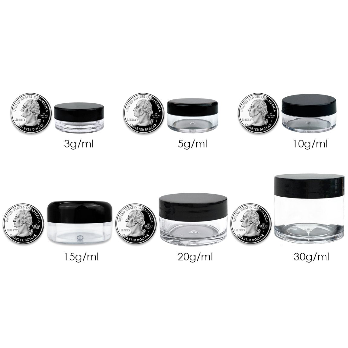 Beauticom 6 Pieces 1 Oz. Usa Acrylic Round Clear Jars With Flat Top Lids For Creams, Lotions, Make Up, Cosmetics, Samples, Herbs